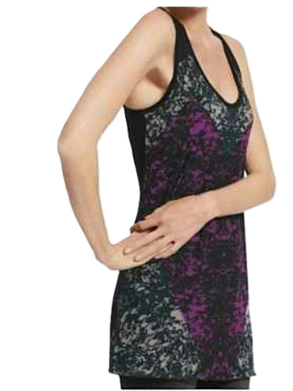 CAbi Heart of Love Purple Black Mesh Tunic Tank Top Size S